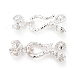 Honeyhandy Locking Double Brass Bead Tips, Calotte Ends with Loops, Clamshell Knot Covers, Silver, 13.5x7mm, Inner Diameter: 5mm, 8x6x5.5mm, Inner Diameter: 4mm