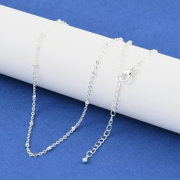 Brass Satellite Chains Necklaces, 925 Sterling Silver Plated, 16.93 inch(430mm)