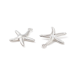 Honeyhandy 304 Stainless Steel Pendants, Starfish/Sea Stars, Silver, 17.5x15.5x2mm, Hole: 1mm