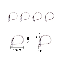 Honeyhandy 304 Stainless Steel Leverback Earring Findings, with Loop, Silver Color Plated, 10x15x2mm, Hole: 1mm