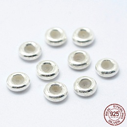 Honeyhandy 925 Sterling Silver Beads, with Rubber, Slider Stopper Beads, Rondelle, Silver, 5x2mm, Hole: 2mm