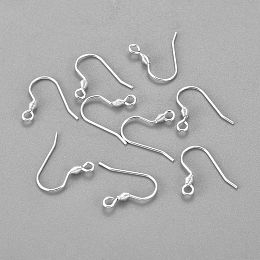 Honeyhandy 304 Stainless Steel Earring Hooks, Ear Wire, with Horizontal Loop, Silver, 17x18x2.4mm, Hole: 1.8mm, Pin: 0.7mm