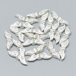 Honeyhandy 925 Sterling Silver Beads, Wing, Silver, 4x14x2.5mm, Hole: 1mm