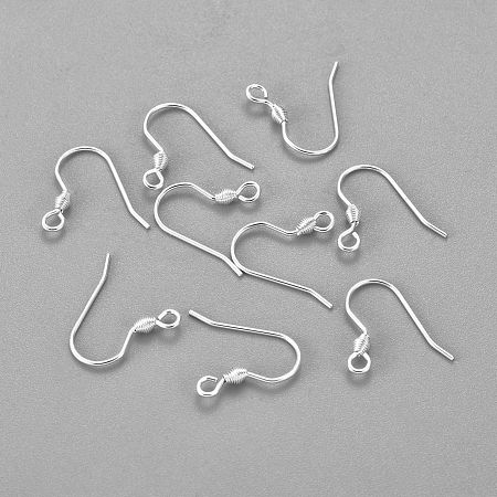 Honeyhandy 304 Stainless Steel Earring Hooks, Ear Wire, with Horizontal Loop, Silver, 17x18x2.4mm, Hole: 1.8mm, Pin: 0.7mm