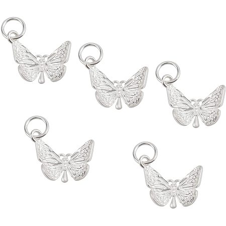 CHGCRAFT 5pcs 925 Sterling Silver Butterfly Charms 925 Sterling Silver Butterfly Charms for DIY Jewelry Making
