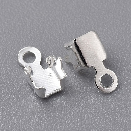 Honeyhandy Brass Cup Chain Ends, Rhinestone Cup Chain Connectors, Silver, 8x4.5mm, Hole: 1.4mm, about 4mm inner diameter