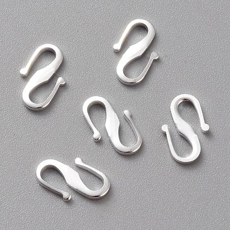 Honeyhandy Brass S Hook Clasps, Long-Lasting Plated, 925 Sterling Silver Plated, 12x7.5x1mm