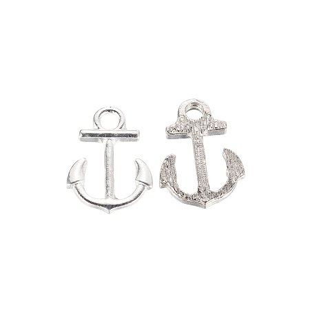 ARRICRAFT 10 Pieces Brass Anchor Brass Charms Pendant Connector for DIY Jewelry Making, Silver