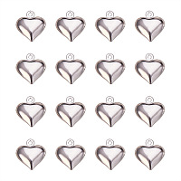 PandaHall Elite Silver Brass Heart Shape Charms Nickel Free Size 13x11.5x4.5mm for Jewelry Making, about 50pcs/bag