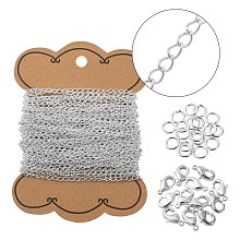 Honeyhandy DIY Necklace Making Kits, Including Brass Twisted Chains & Lobster Claw Clasps & Open Jump Rings, Silver, Brass Lobster Claw Clasps: 30pcs