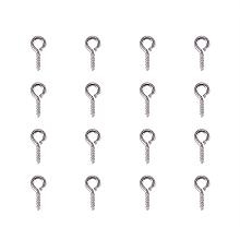 ARRICRAFT 200pcs Silver Iron Screw Eye Pin Bail Peg For Half-drilled Beads, 8x4x1mm, Hole: 2mm