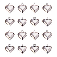 PandaHall Elite Silver Brass Heart Shape Charms Nickel Free Size 13x11.5x4.5mm for Jewelry Making, about 50pcs/bag