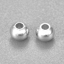 Honeyhandy 304 Stainless Steel Beads, Round, Silver, 3x2mm, Hole: 1.2mm