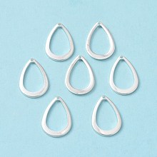 Honeyhandy 304 Stainless Steel Open Pendants, Teardrop, Silver, 17x11x1mm, Hole: 0.8mm