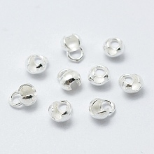 Honeyhandy 925 Sterling Silver Bead Tips Knot Covers, Silver, 6x5x4mm, Hole: 1.5mm