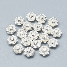 Honeyhandy 925 Sterling Silver Beads, Carved 925, Lotus, Silver, 8.5x6mm, Hole: 0.8~1.2mm