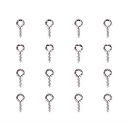 ARRICRAFT 200pcs Silver Iron Screw Eye Pin Bail Peg For Half-drilled Beads, 8x4x1mm, Hole: 2mm