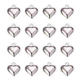 PandaHall Elite Silver Brass Heart Shape Charms Nickel Free Size 13x11.5x4.5mm for Jewelry Making, about 50pcs/bag