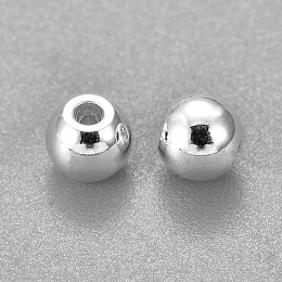 Honeyhandy 304 Stainless Steel Beads, Round, Silver, 4x3mm, Hole: 2mm