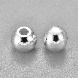 Honeyhandy 304 Stainless Steel Beads, Round, Silver, 6x5mm, Hole: 2mm