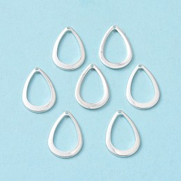 Honeyhandy 304 Stainless Steel Open Pendants, Teardrop, Silver, 17x11x1mm, Hole: 0.8mm