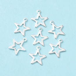 Honeyhandy 304 Stainless Steel Charms, Star, Silver, 14.5x12.5x0.7mm, Hole: 1.4mm