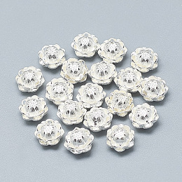 Honeyhandy 925 Sterling Silver Beads, Carved 925, Lotus, Silver, 8.5x6mm, Hole: 0.8~1.2mm