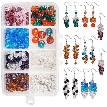 SUNNYCLUE 1 Box DIY 7 Pairs Colorful Faceted Cluster Crystal Beads Dangle Hook Earrings Beaded Linear Drop Earrings Making kit Women Girls Instruction