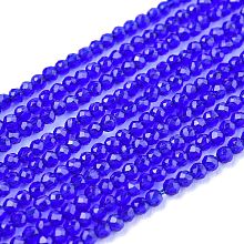 Honeyhandy Glass Beads Strands, Imitation Quartz, Faceted, Round, Blue, 2mm, Hole: 0.5mm,  about 175pcs/strand, 14.9 inch(38cm)