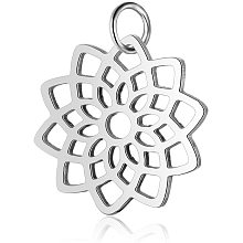 DICOSMETIC 5Pcs Stainless Steel Sahasrara Charms Hollow Flower Charms Chakra Energy Charms Yoga Charm Lotus Unity Chakra Charms for Bracelet Necklace Earrings Making