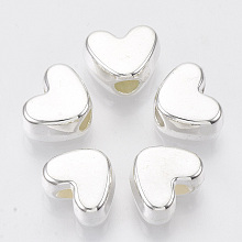 Honeyhandy CCB Plastic Beads, Heart, Silver, 9x11.5x6.5mm, Hole: 3.5mm