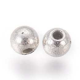 Honeyhandy CCB Plastic Beads, Round, Silver Color Plated, 4mm, Hole: 1mm