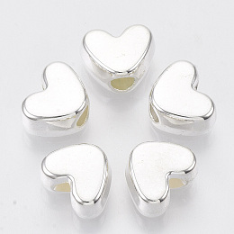 Honeyhandy CCB Plastic Beads, Heart, Silver, 9x11.5x6.5mm, Hole: 3.5mm, about 1100pcs/500g