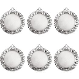 FINGERINSPIRE 6pcs Blank Award Medals 1.71inch Silver Medals Group Flat Round Silver Medals Award Gift Make Your Own Medals Alloy Medals Pendant Cabochons Settings for Competitions Sports Meeting