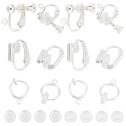 SUNNYCLUE 1 Box 18Pcs 3 Style Ear Clip Converters Clip on Earrings Bulk Silver Clip on Earring Back Non Pierced Earring Clip Earrings for Jewelry Making Women Adults DIY Dangle Earrings Crafts