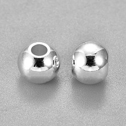 Honeyhandy 304 Stainless Steel Beads, Round, Silver, 8x7mm, Hole: 3mm