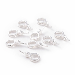 Honeyhandy 925 Sterling Silver Cup Peg Bails, Ring, Silver, 12x6x3mm, Hole: 4mm, Pin: 0.7mm