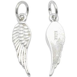 CHGCRAFT 10 Pcs 925 Sterling Silver Pendants Carved with 925 Silver Wing for Jewelry Making, Hole 4mm