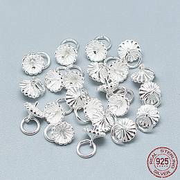 Honeyhandy 925 Sterling Silver Pendant Bails, For Half Drilled Beads, with Jump Ring, Silver, 6~7x6~6.5mm, Hole: 4mm, Pin: 1mm