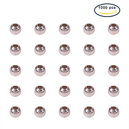 PandaHall Elite 1000 Pcs Size 2.5x2mm Iron Round Spacer Beads for Jewelry Findings Silver