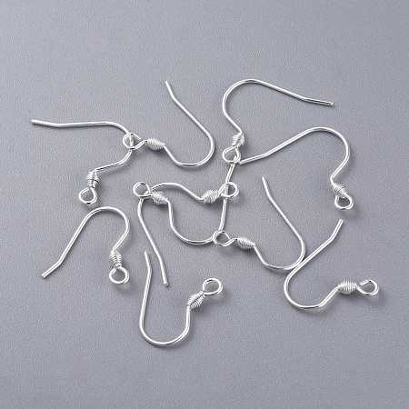Honeyhandy 304 Stainless Steel Earring Hooks, Ear Wire, Silver, 17x18.5x2.5mm, Hole: 1.8mm, Pin: 0.8mm
