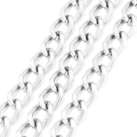 Honeyhandy Aluminium Twisted Curb Chains, Diamond Cut Chains, Faceted, with Spool, Silver Color Plated, 10x6.5x1.8mm