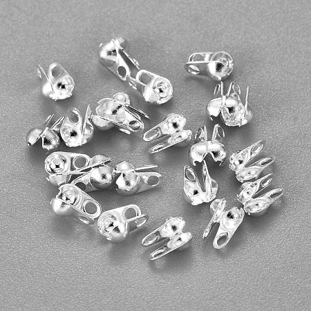 Honeyhandy 304 Stainless Steel Bead Tips, Calotte Ends, Clamshell Knot Cover, Silver, 4.5x3.5mm, Hole: 0.5mm