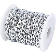 CHGCRAFT Aluminium Curb Chains Smooth Surface Charm Unwelded Connector Chain with Spool Silver Color Chains for DIY Jewelry Making Chain 16.4feet/roll 0.5x0.35x0.1inch