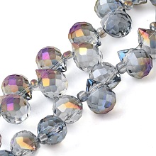 Electroplate Glass Beads Strands, Teardrop, Purple, 10~11x8mm, Hole: 1mm, about 96~98pcs/strand, 26.97''~27.17''(68.5~69cm)