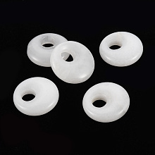 Honeyhandy Natural White Jade Pendants, Donut/Pi Disc, 17.5~18.5x5.5mm, Hole: 5.5mm