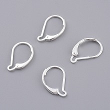 Honeyhandy Brass Leverback Earring Findings, 925 Sterling Silver Plated, 15.5x10x1.5mm, Pin: 0.7mm