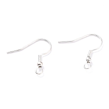 Honeyhandy 304 Stainless Steel Earring Hooks, Ear Wire, with Horizontal Loop, 925 Sterling Silver Plated, 20x20x3mm, Hole: 2mm, Pin: 0.7mm