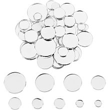 UNICRAFTALE About 54pcs 9 Sizes 6-25mm Silver Flat Round Trays Stainless Steel Plain Edge Bezel Cups Blank Tray Cabochon Settings for Jewelry Making DIY Findings