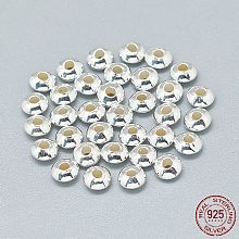 Honeyhandy 925 Sterling Silver Spacer Beads, Saucer Beads, Silver, 5x2.5mm, Hole: 1.5mm